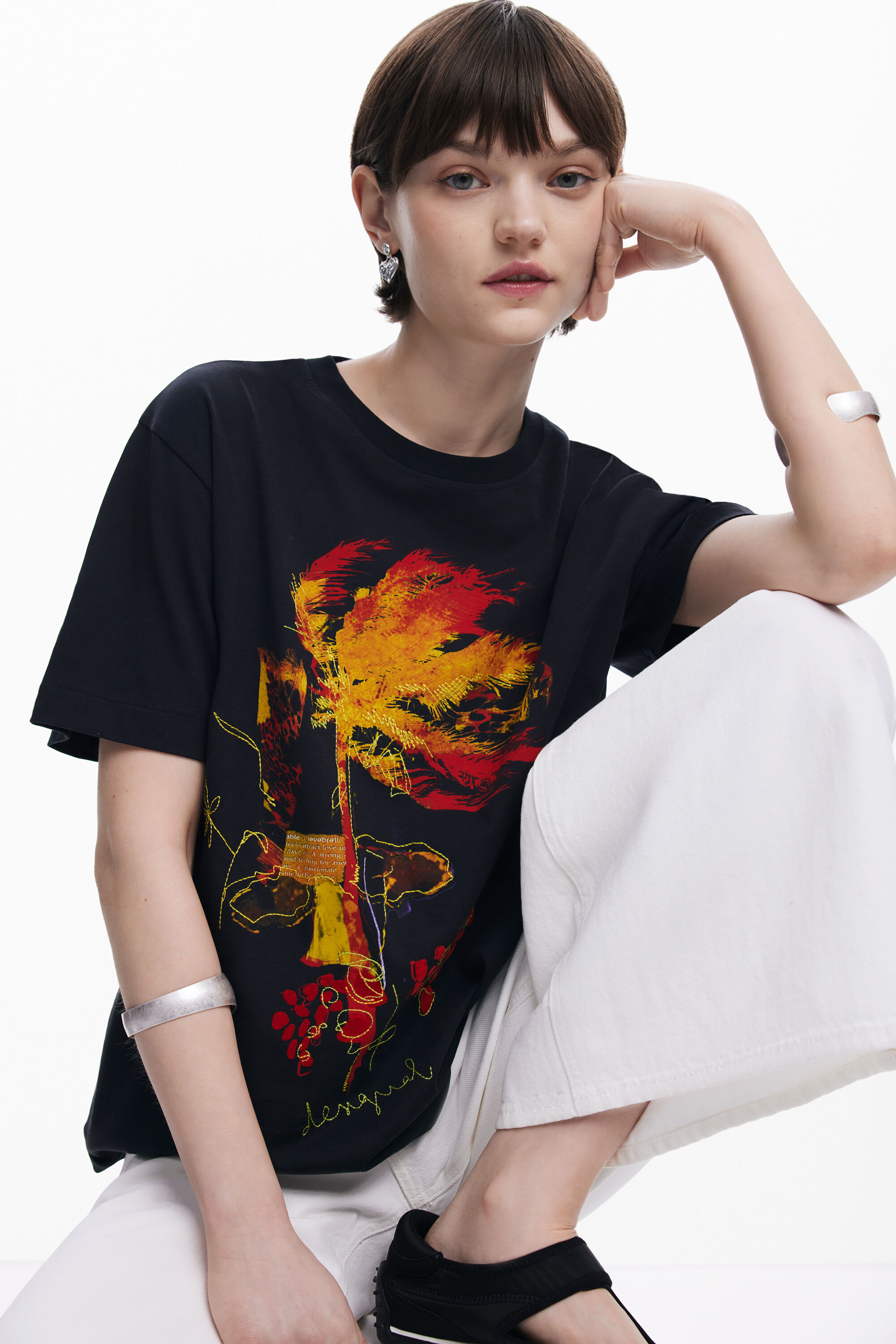 Desigual ヤシの木のtシャツ In Black