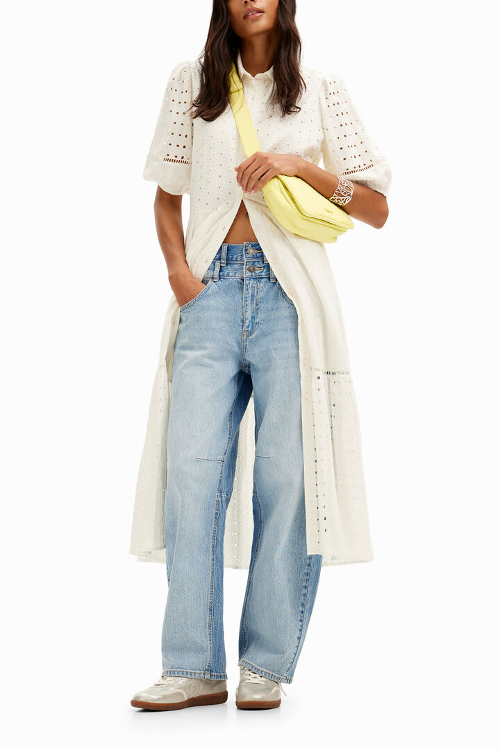 Vestido midi camisero bordados | Desigual