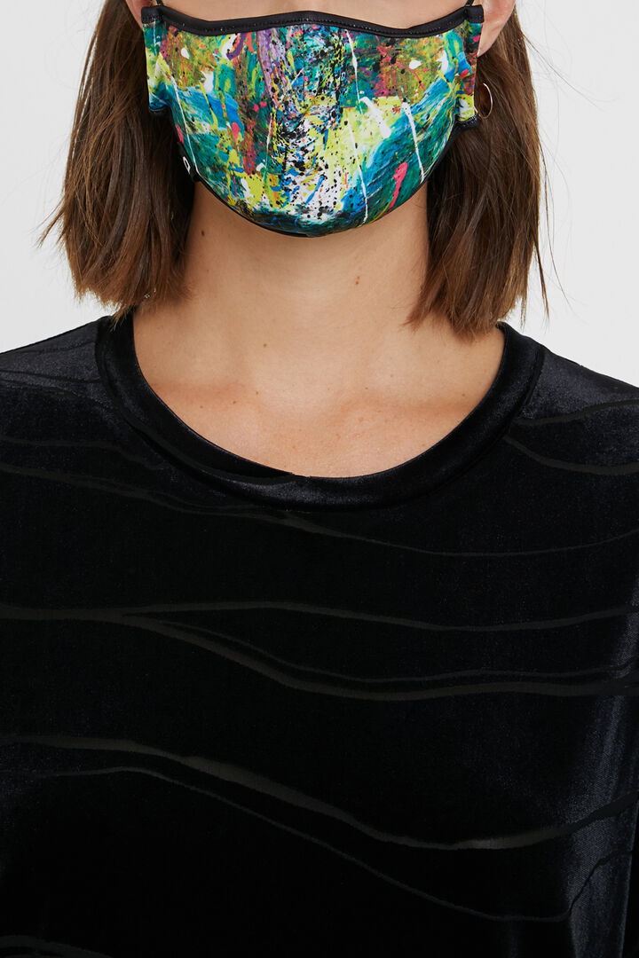 Watercolour-effect reversible mask + pouch | Desigual