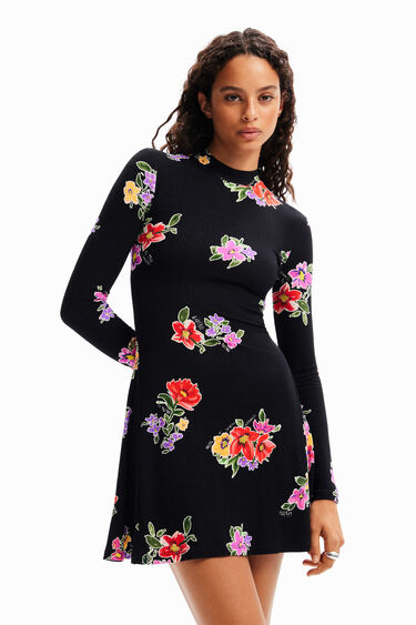 Vestido corto skater flores | Desigual