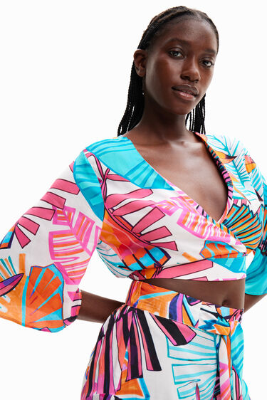Top cropped encreuat tropical | Desigual