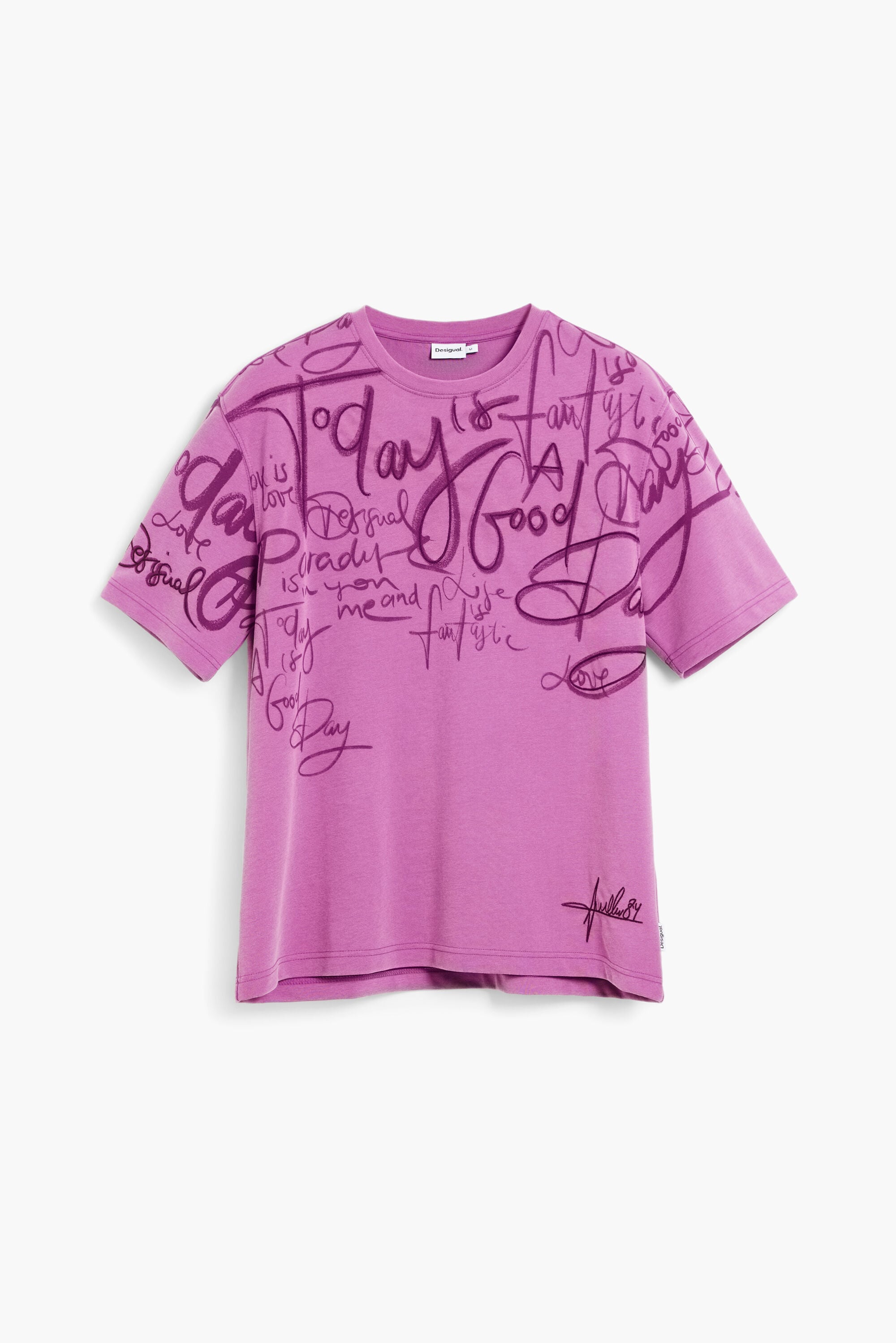 Short-sleeved t-shirt lettering purple for men I Desigual.com