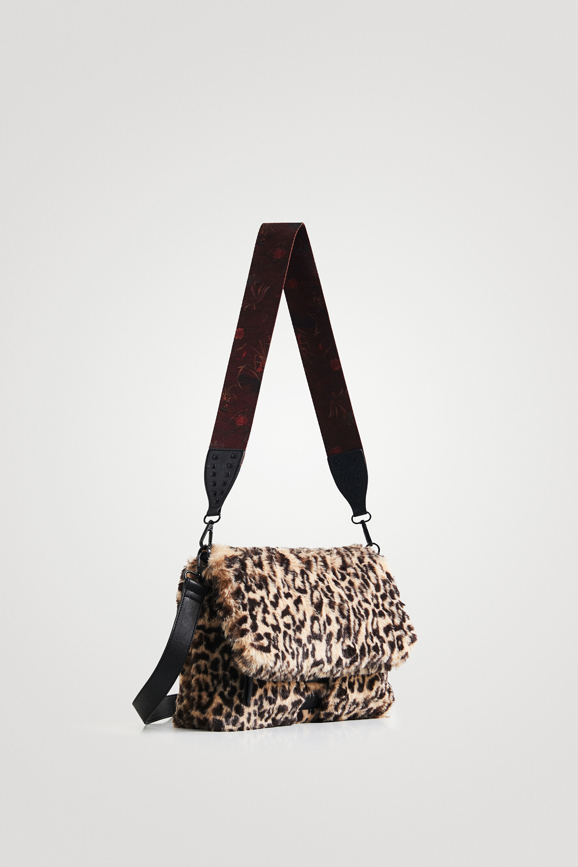 fur leopard print bag