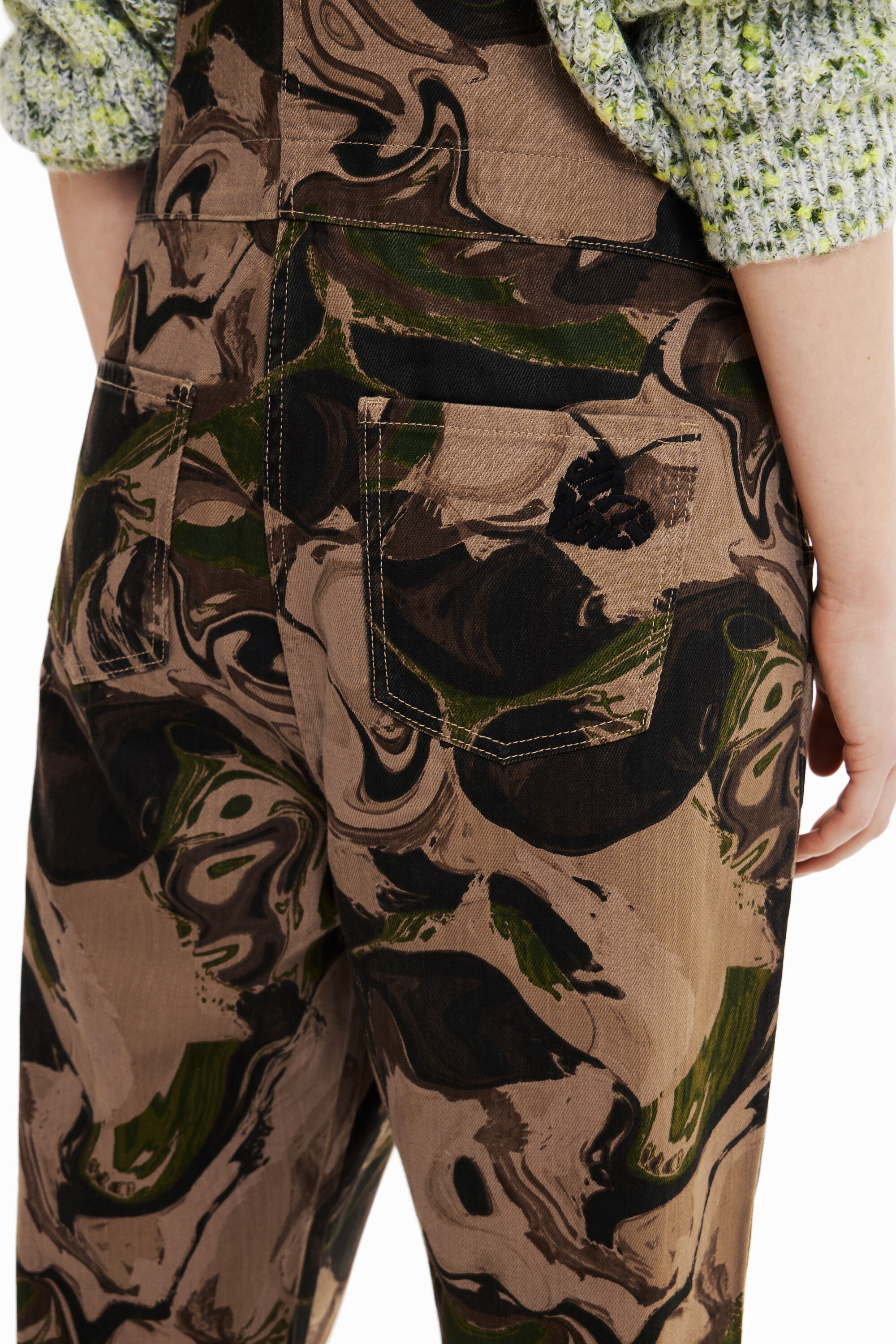 DESIGUAL Slim Arty T-Shirt Green Gray 20WWTKC94130