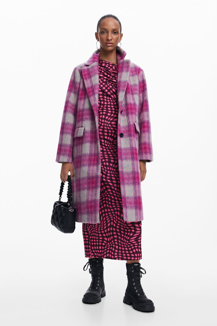 Manteau à carreaux rose | Desigual