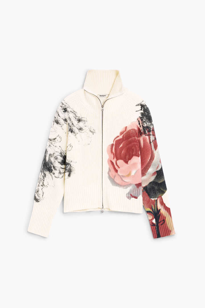 Florale Strickjacke