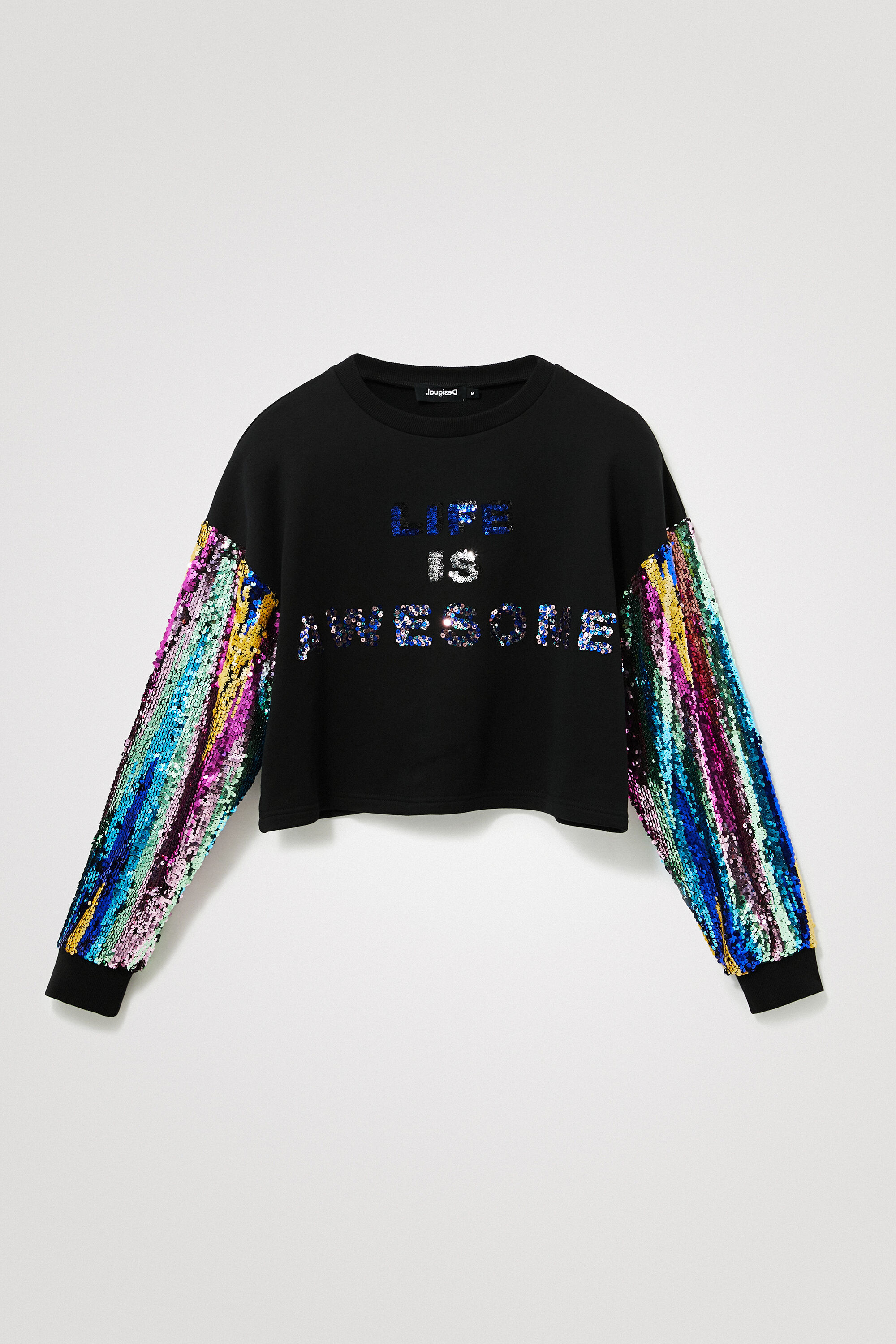 Cropped sweatshirt met pailletten