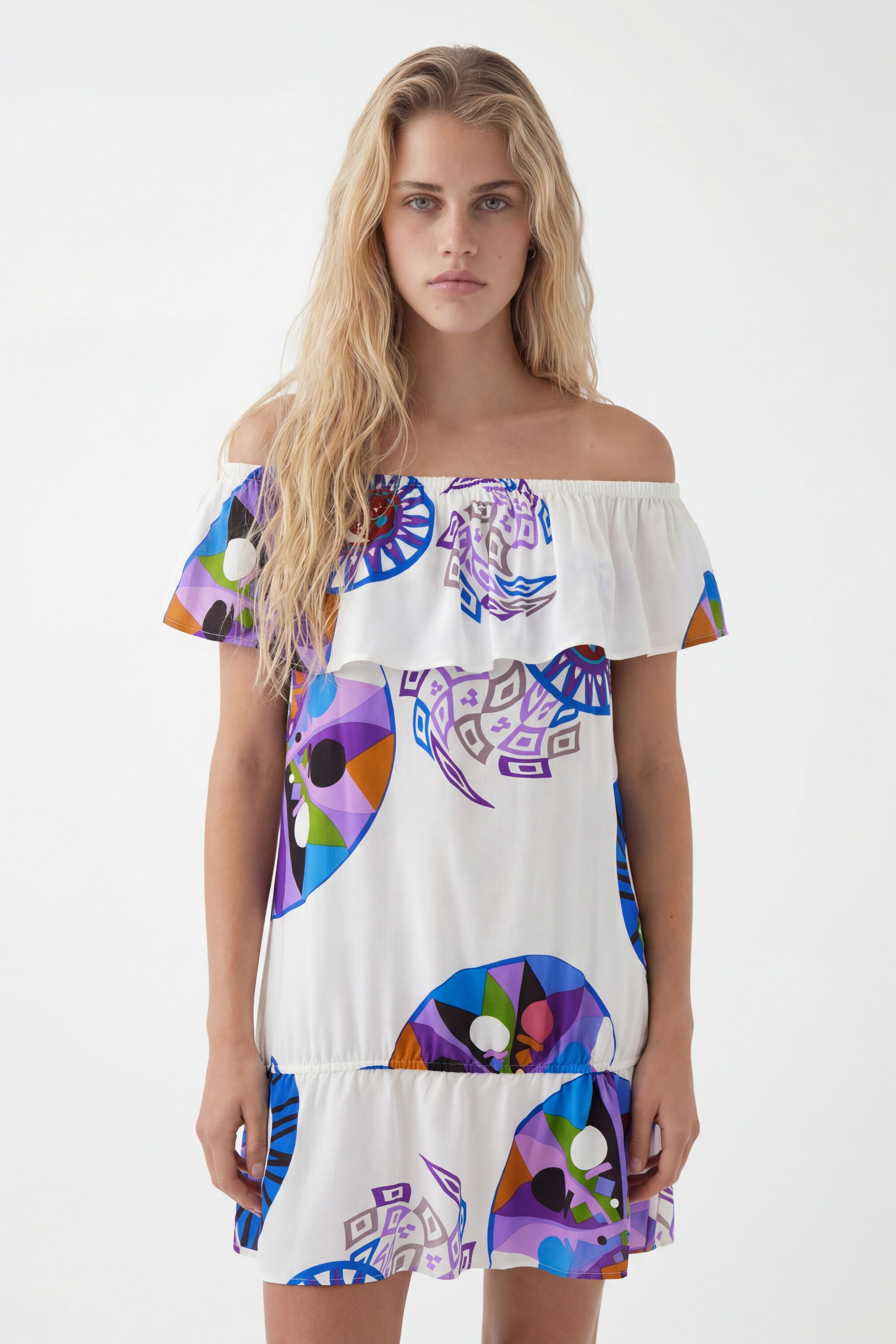 Desigual M. Christian Lacroix Short Ruffle Dress In White