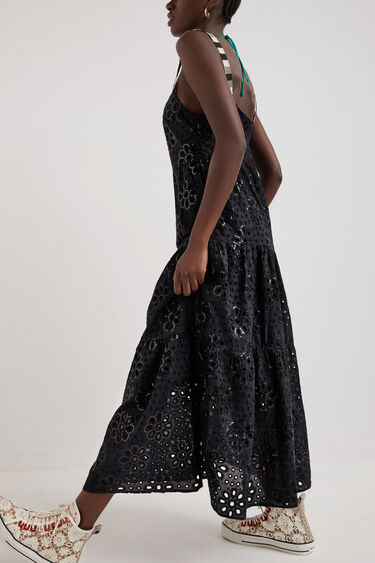 Swiss embroidery maxi dress | Desigual