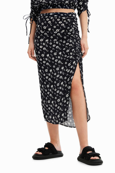 Faldilla midi obertura flors | Desigual