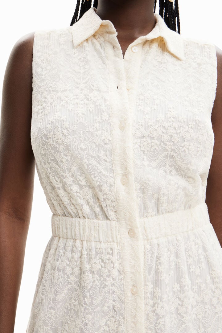 Vestido largo camisero bordados | Desigual