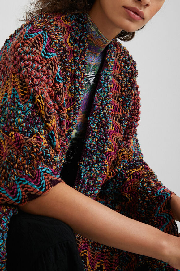 Poncho kaftan marbled wool | Desigual
