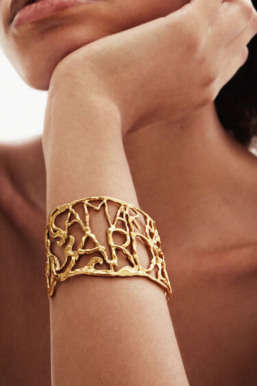 Zalio gold plated wide message bracelet | Desigual