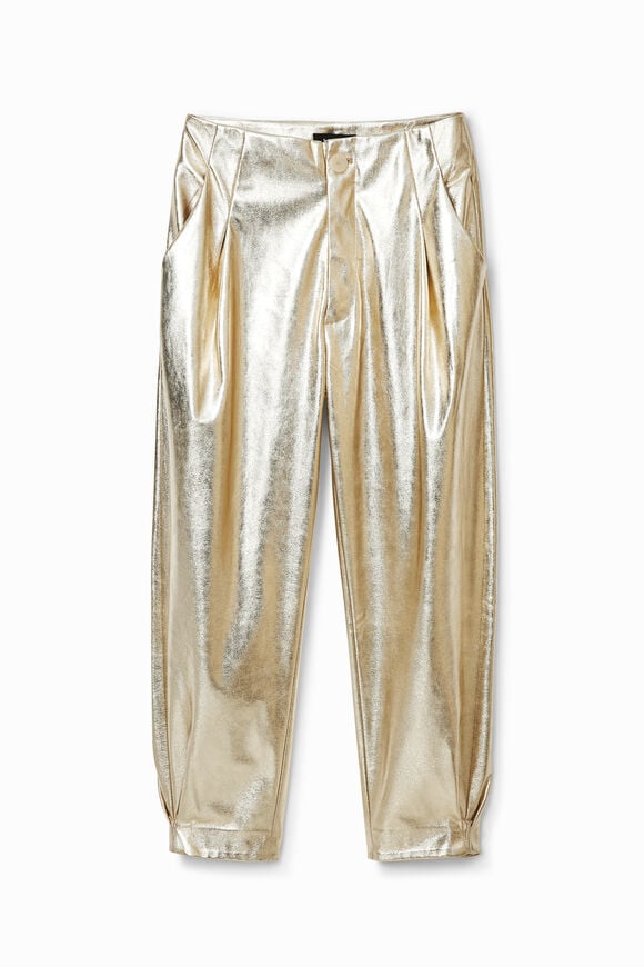 Metallic-effect slouchy trousers