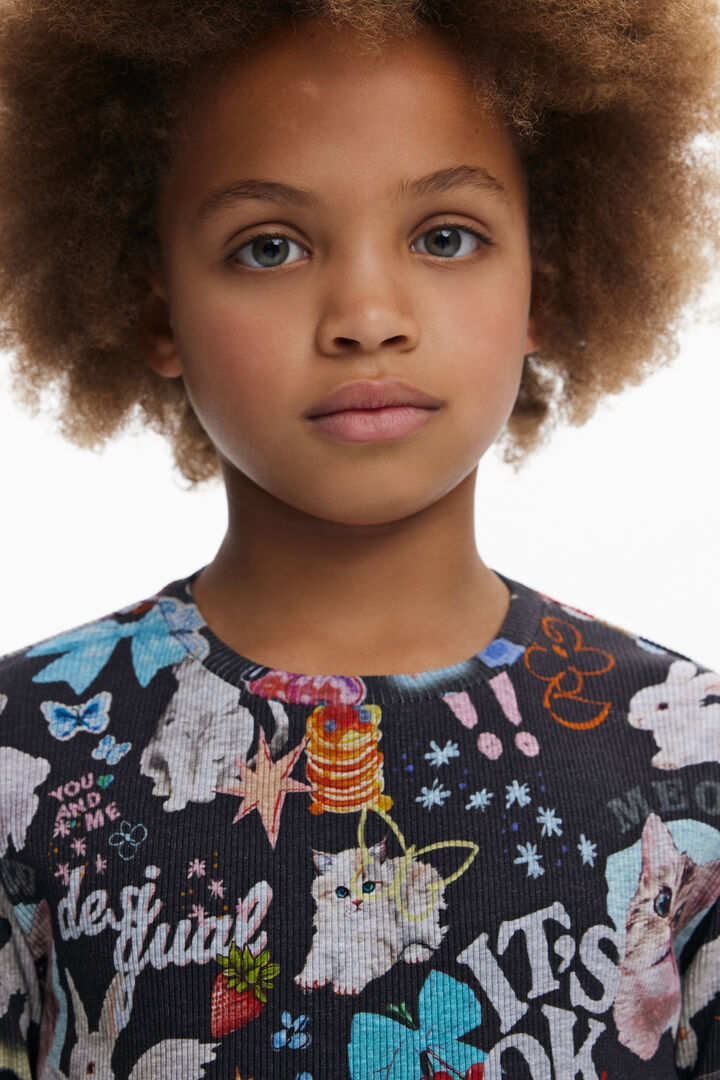 Camiseta manga larga gatos | Desigual