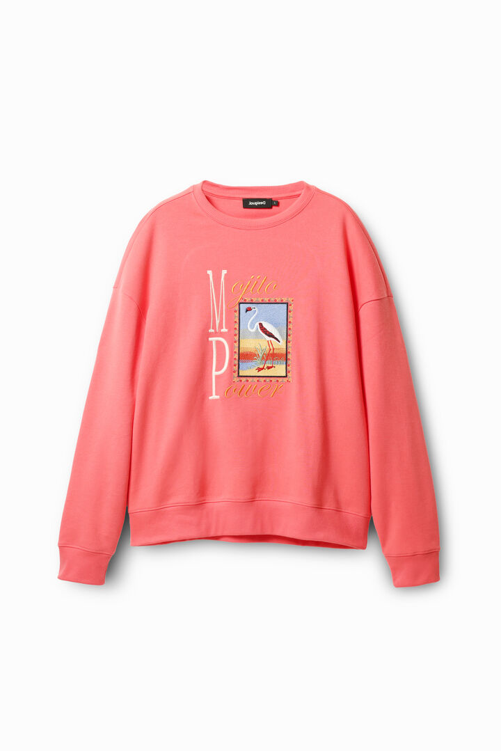 Sweater Stickerei Flamingo