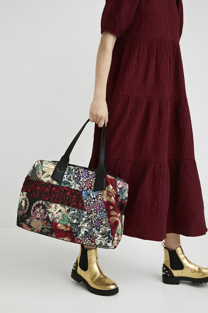 Shopping type bag floral jacquard | Desigual