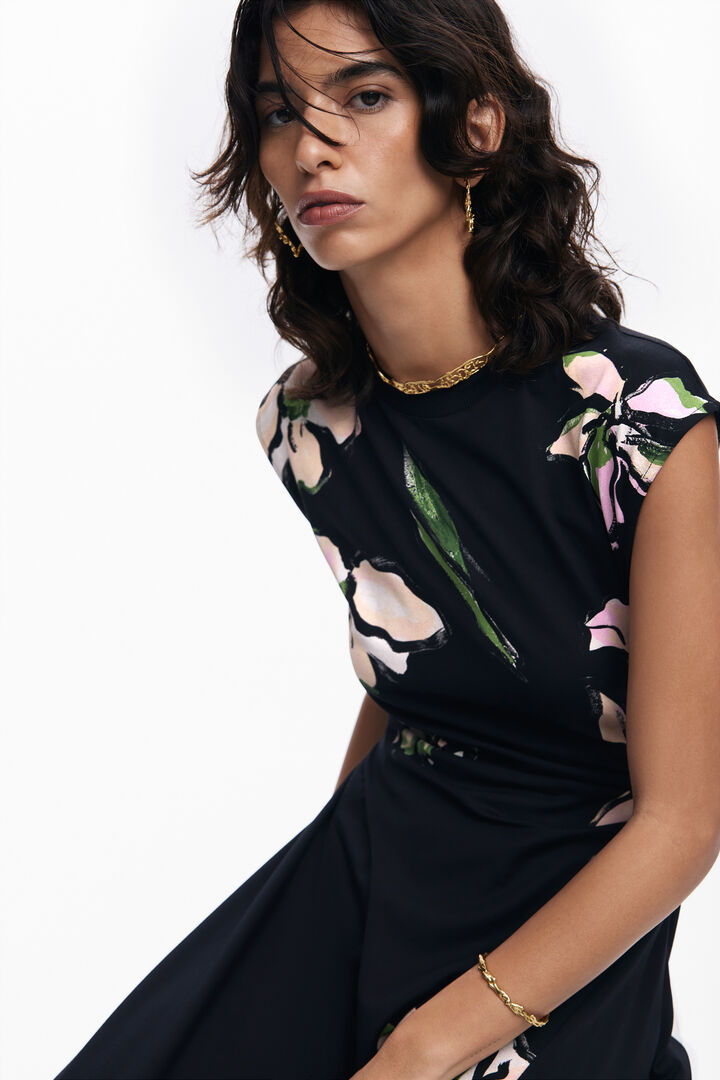 Asymmetric floral dress | Desigual
