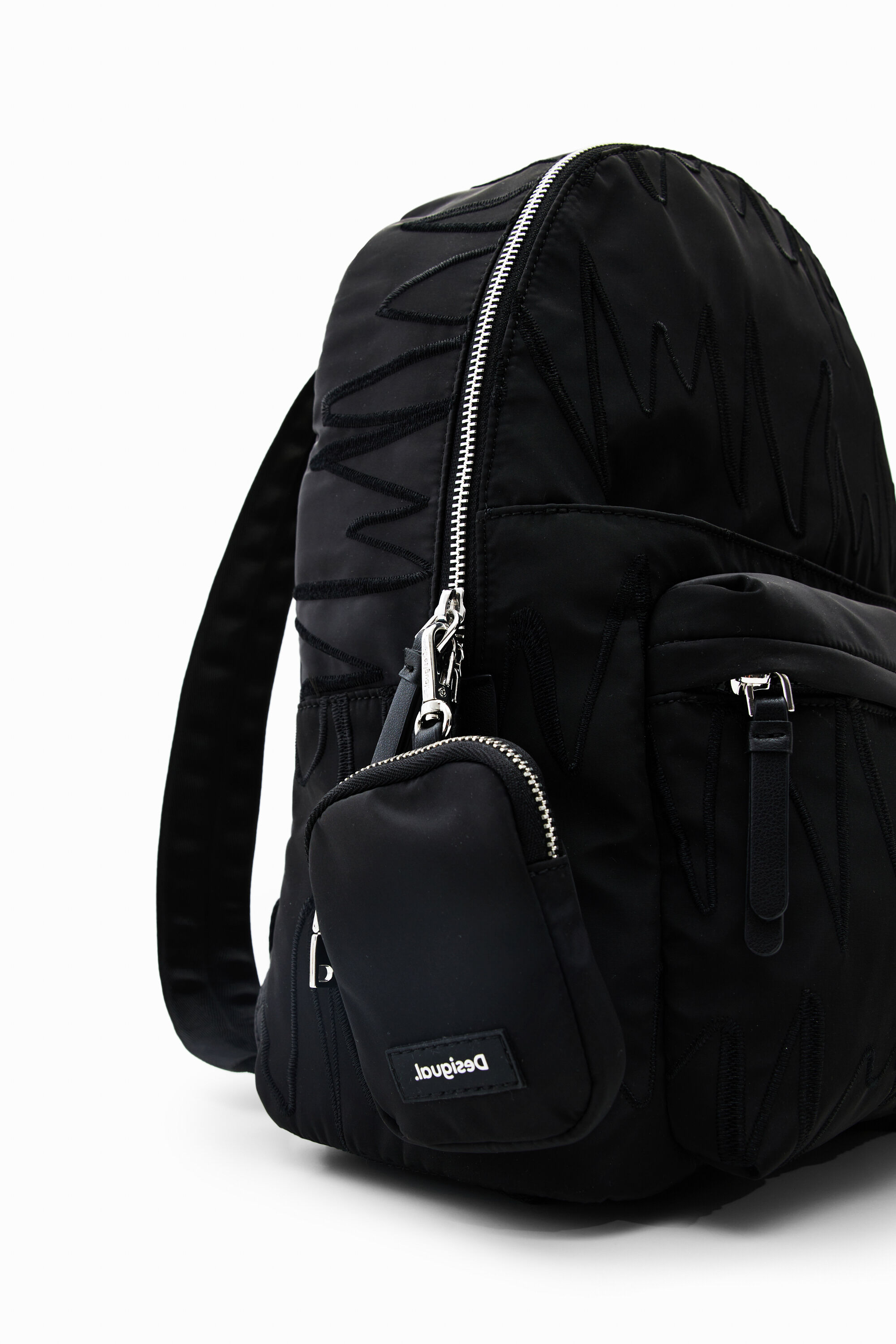 Shop Desigual Midsize Zigzag Backpack In Black