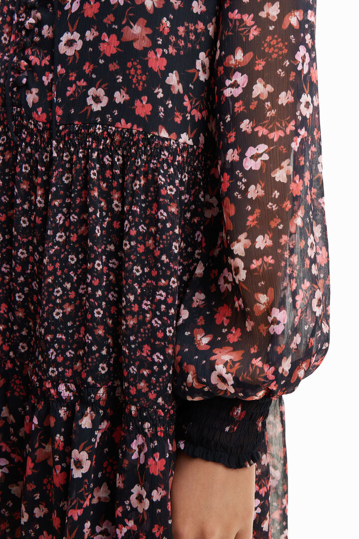 Short floral chiffon dress | Desigual