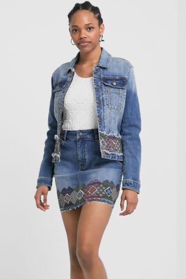 Denim jacket with border | Desigual