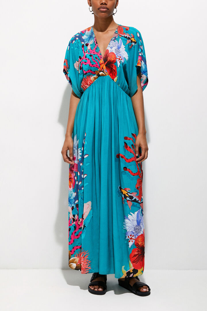 Maxi vestido corales sostenible | Desigual