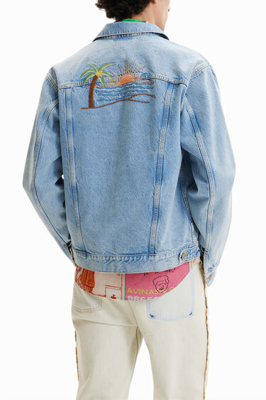 Denim truckerjack met borduursels | Desigual