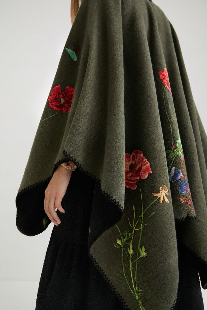 Embroidered long poncho | Desigual
