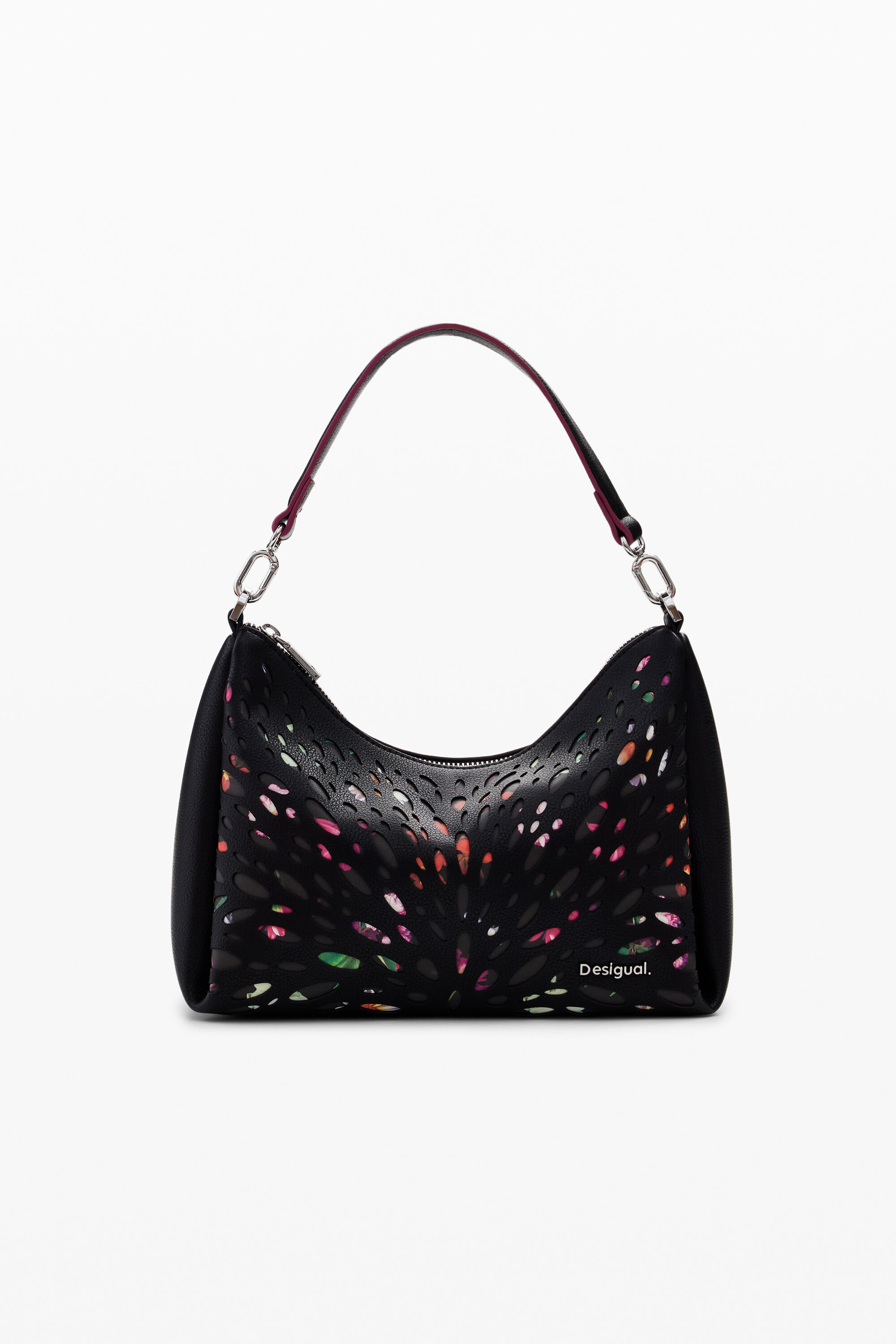 Desigual Donna Nero Borsa Media Traforata, Poliuretano, U