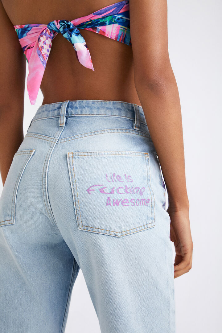Vaquero Straight cropped patch | Desigual