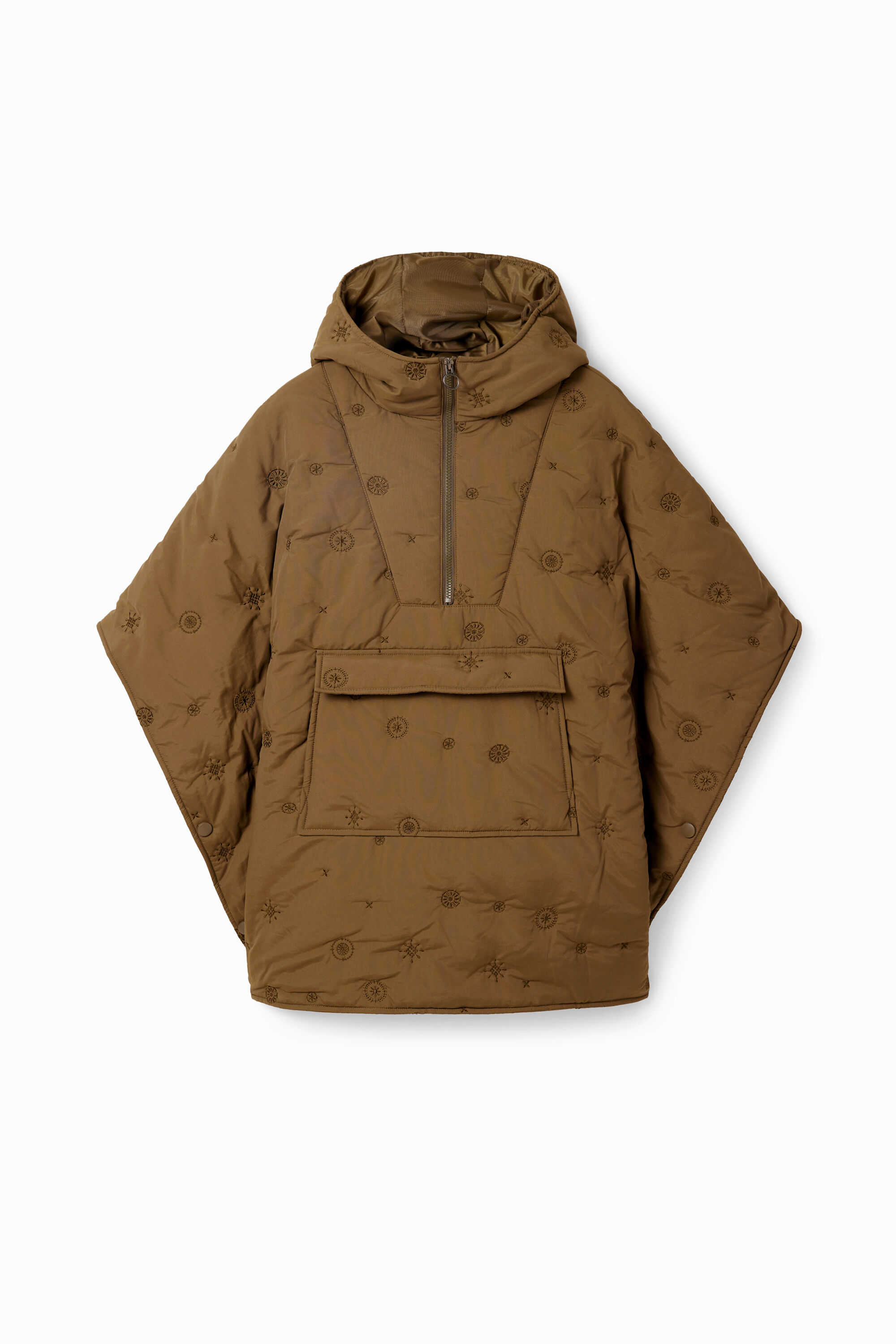 Embroidered quilted poncho