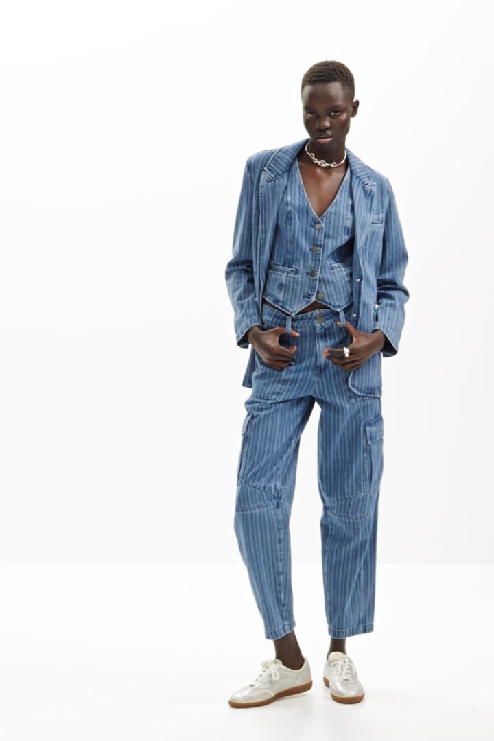 Striped denim blazer | Desigual