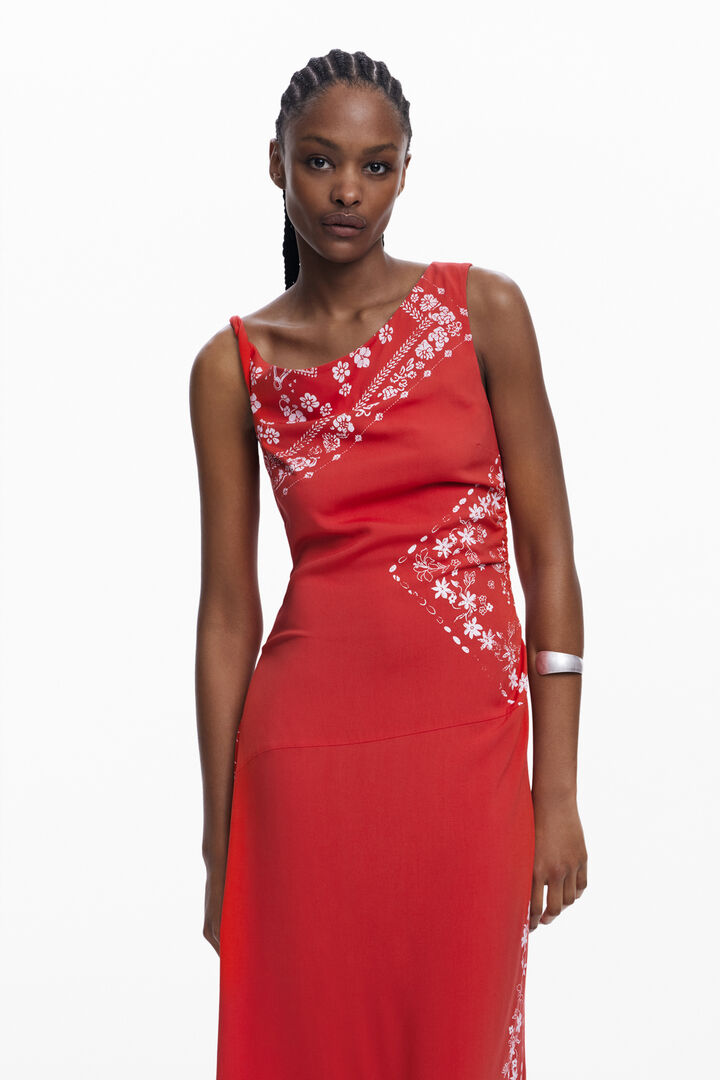 Vestido asimétrico flores bandana | Desigual