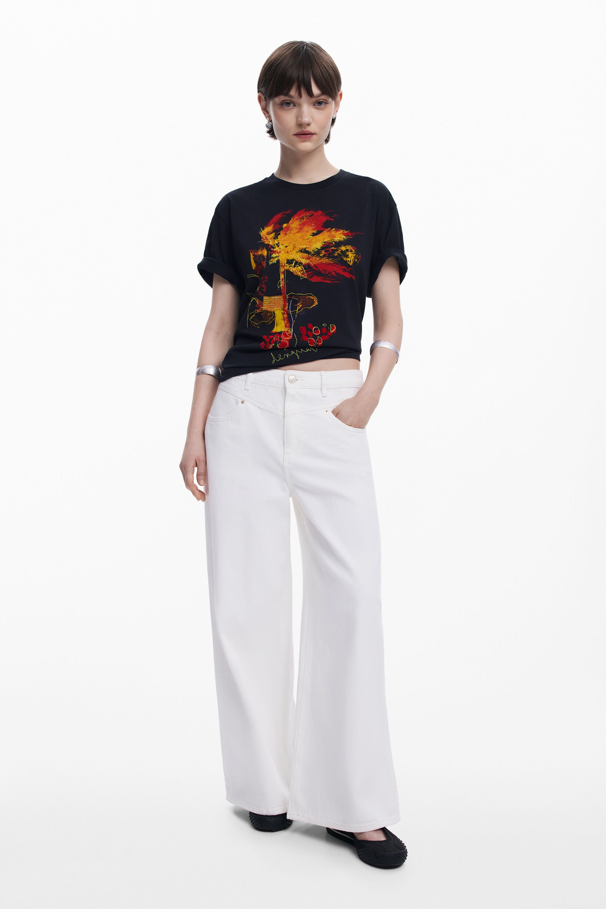 Desigual ヤシの木のtシャツ In Black