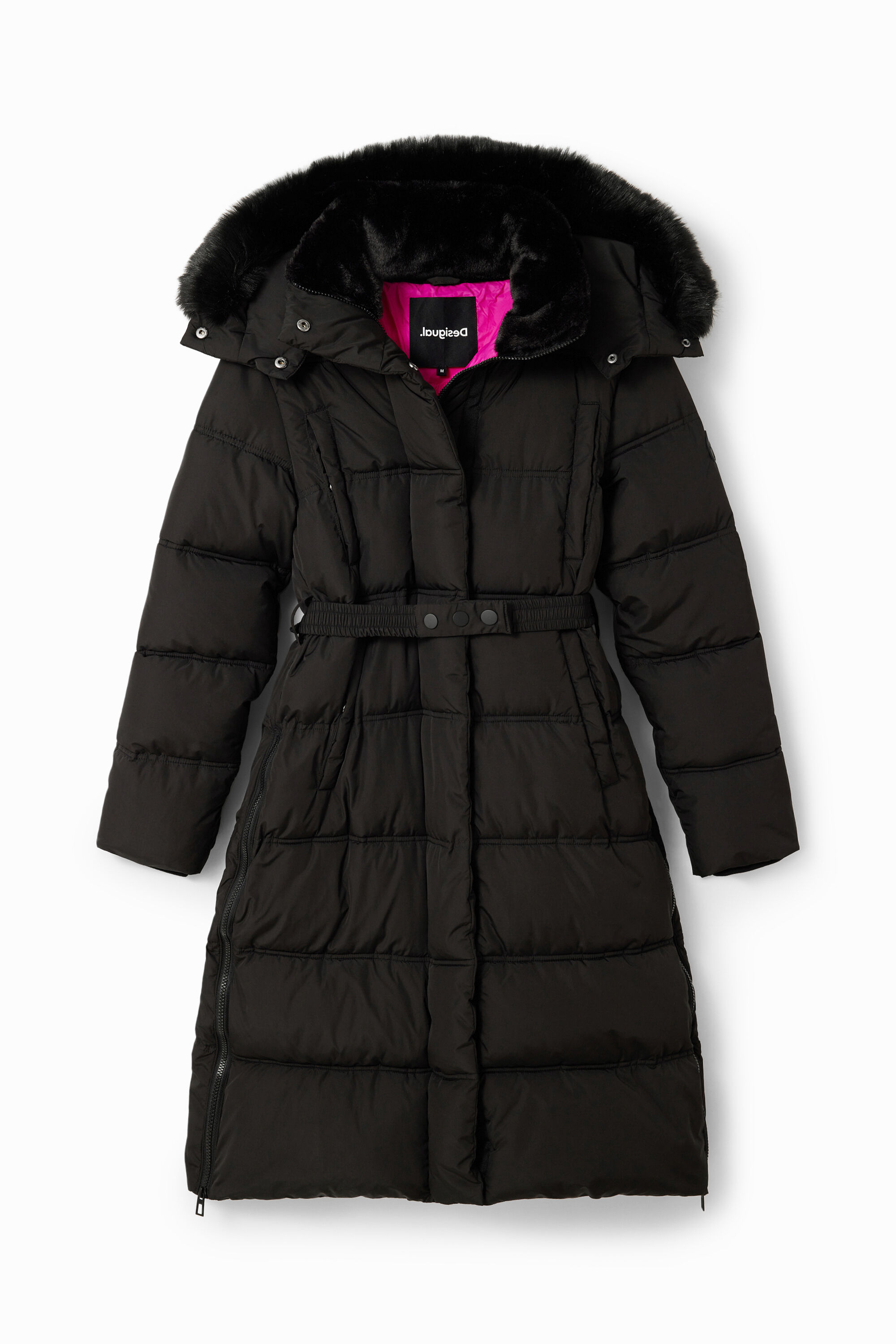 Desigual, Steppmantel Gürtel, Outlet, Polyester, Schwarz, M