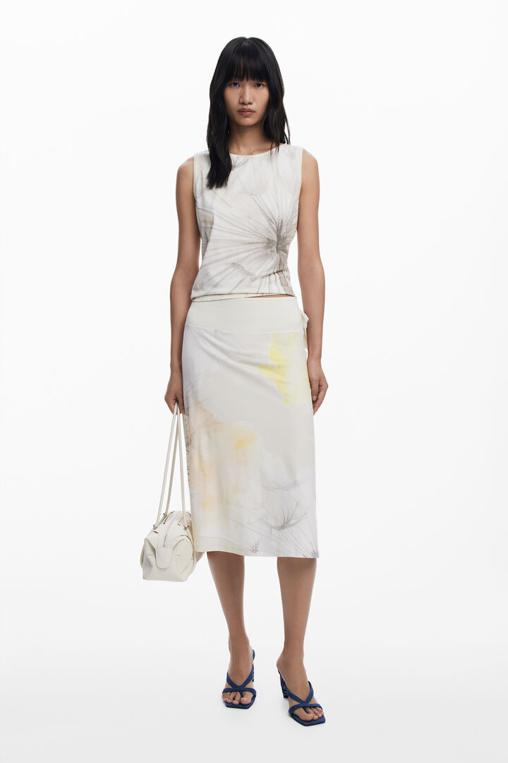 Gonna midi con elastico in vita | Desigual