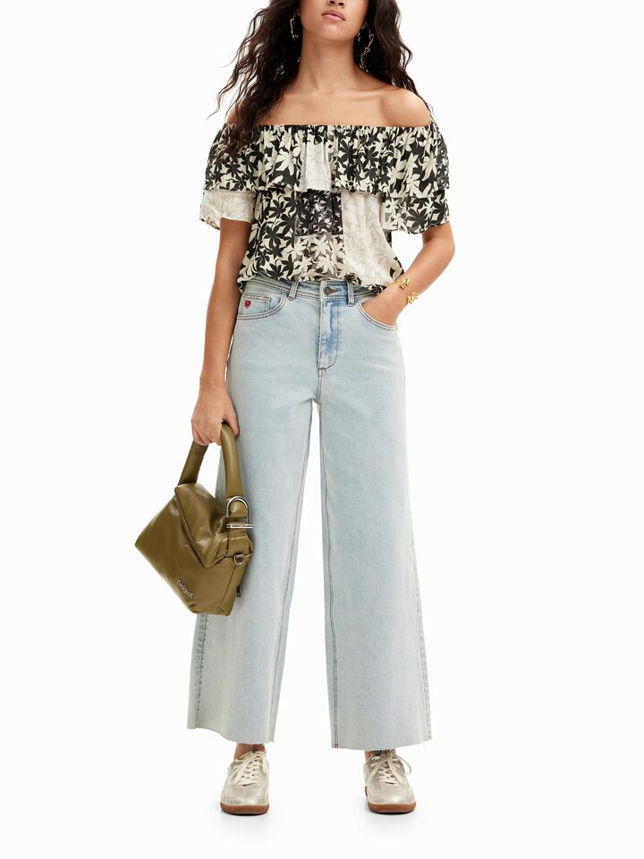 Patchwork floral ruffle blouse | Desigual