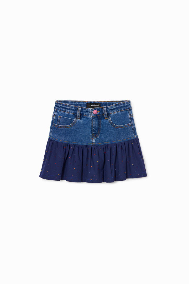 Minfalda vaquera volante puntos | Desigual