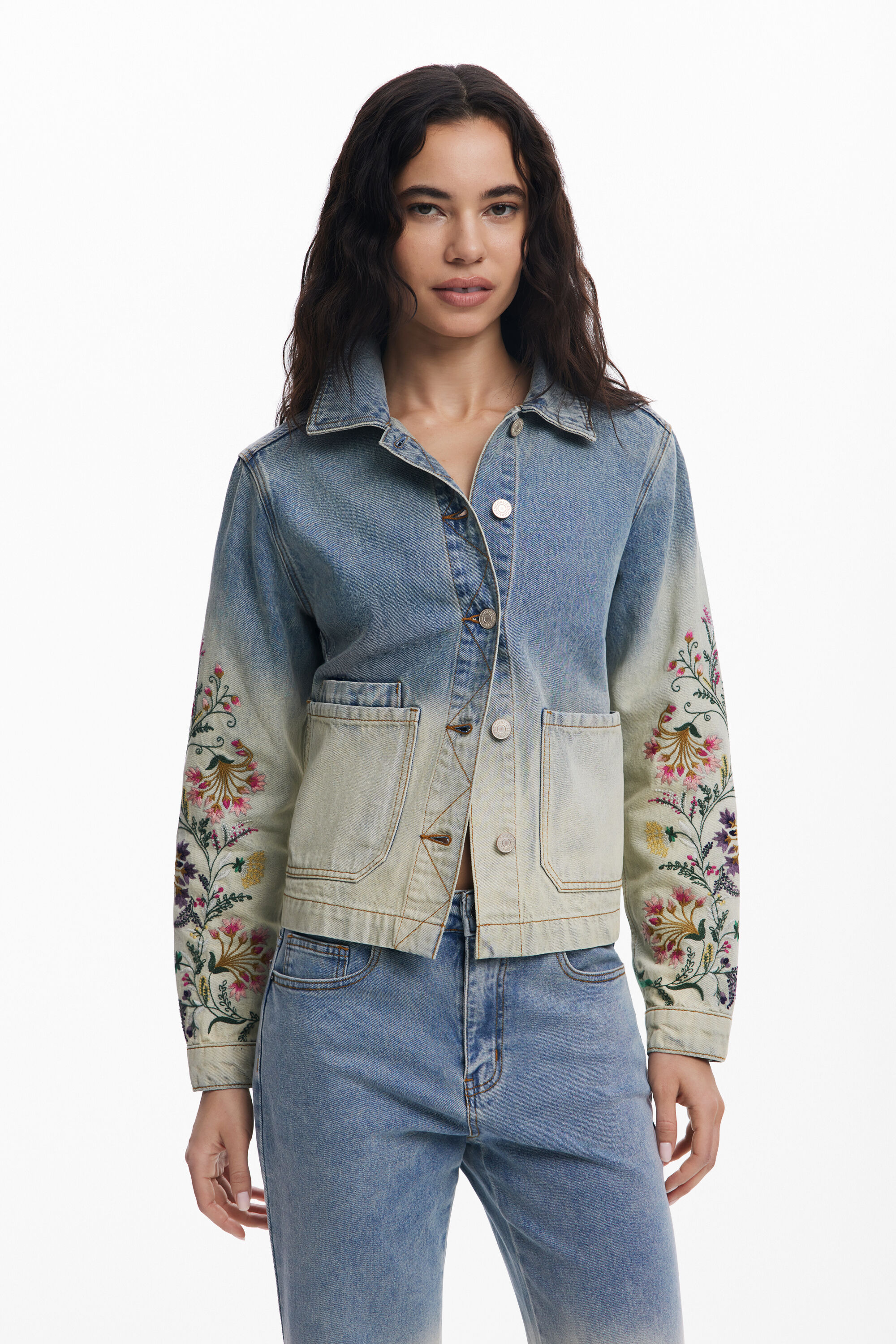 Floral denim jacket Women's I Desigual.com
