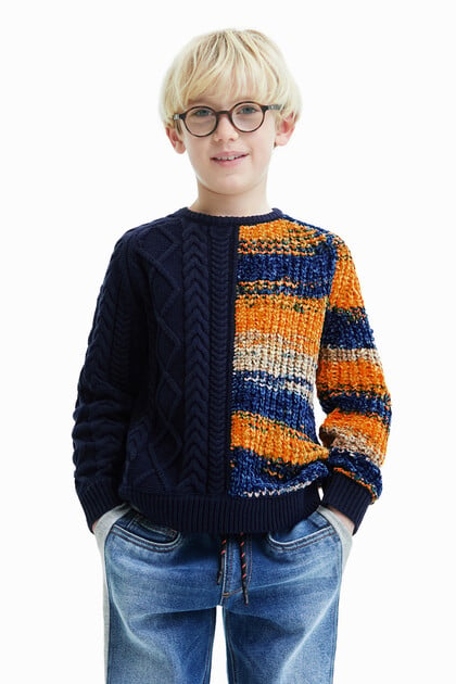 Hybrid chunky knit jumper