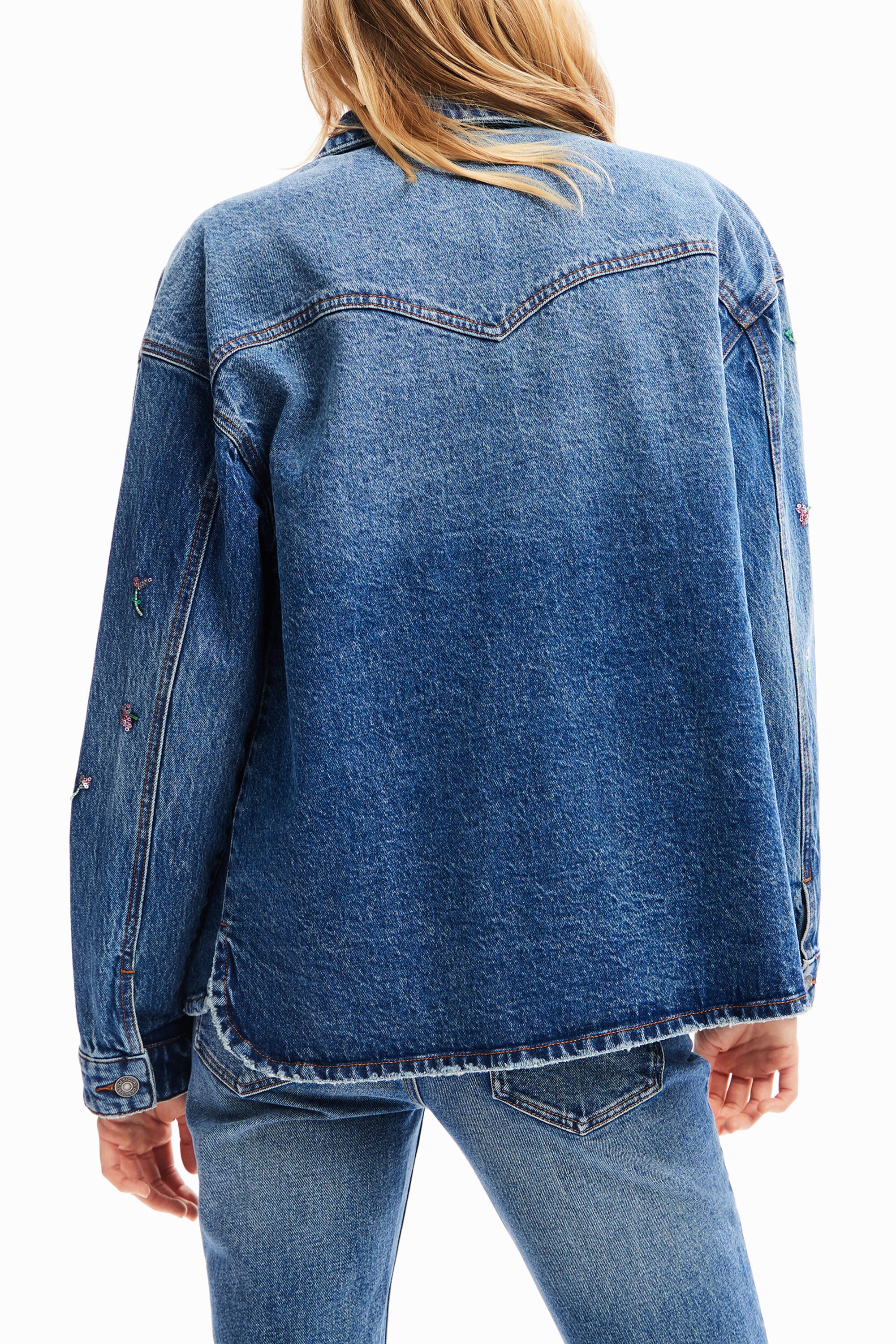 Women's Floral denim trucker jacket I Desigual.com