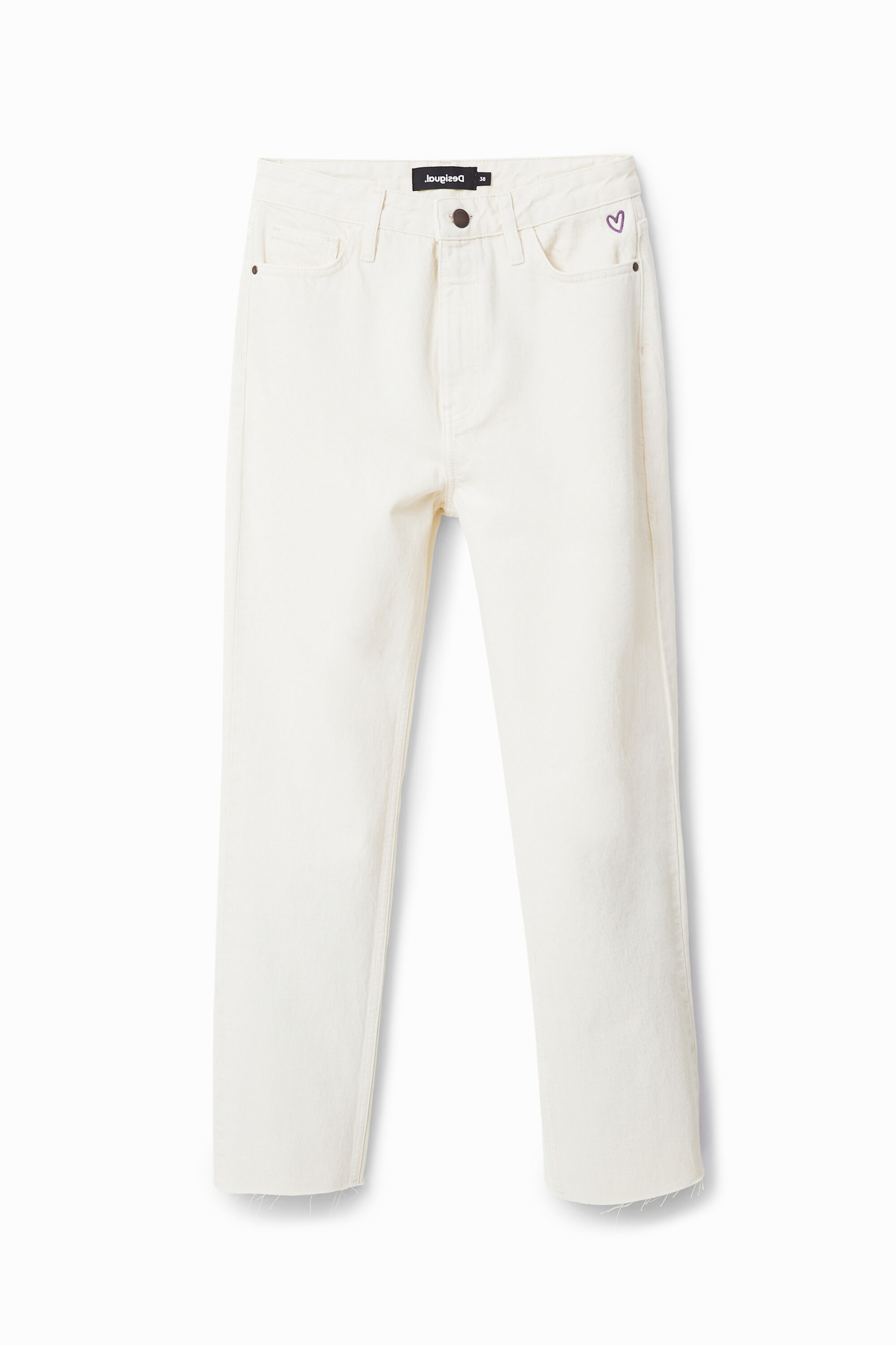 Straight cropped jeans - WHITE - 40