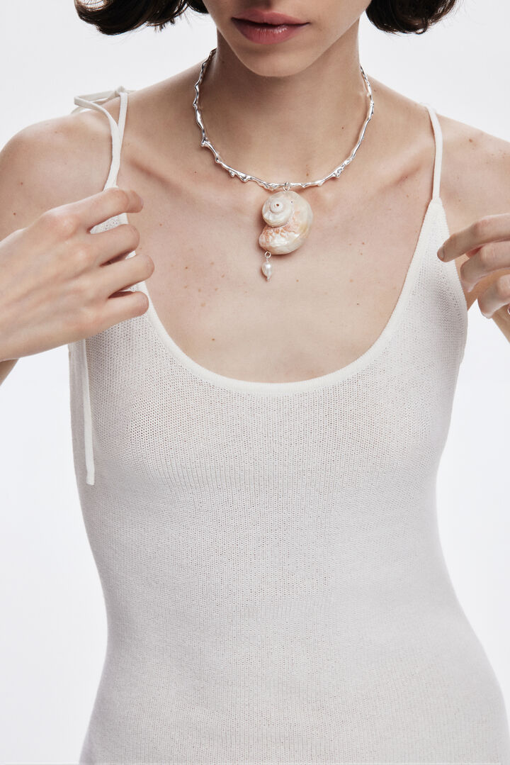 Collar rígido concha baño plata Zalio | Desigual