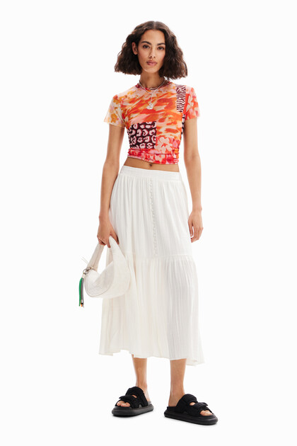 Textured midi skirt