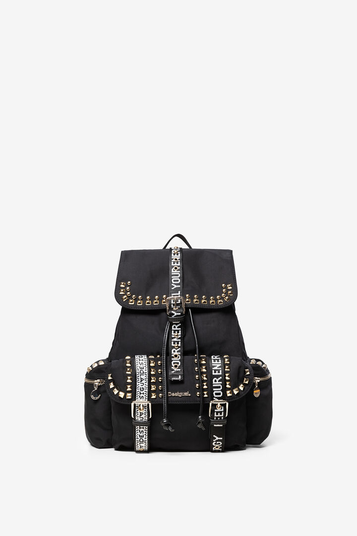 Stud backpack with slogan straps | Desigual