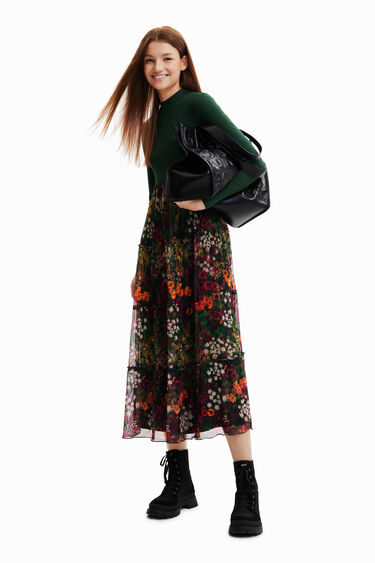Long dress with tulle skirt | Desigual