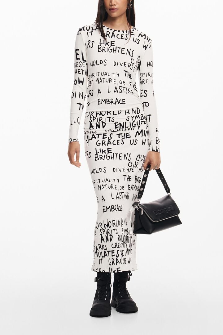 Vestido midi frases | Desigual
