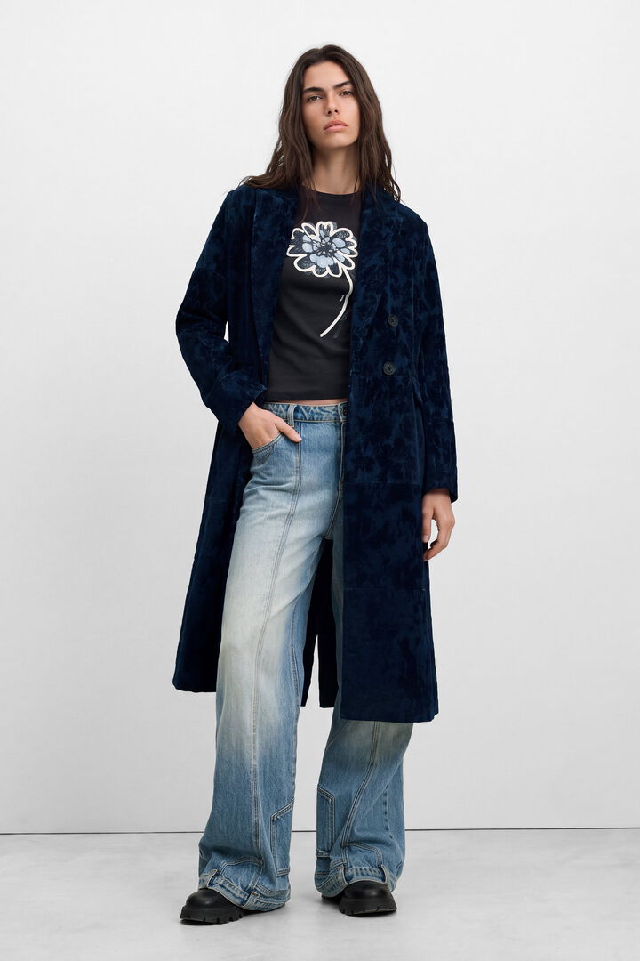 Straight jacquard coat