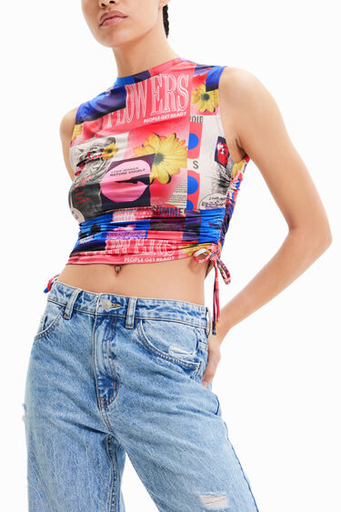 Gerimpeld T-shirt met collage | Desigual