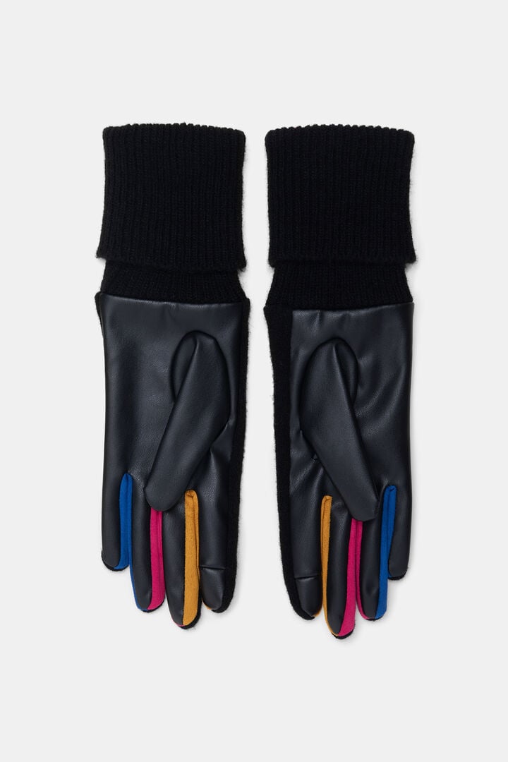 Mix coloured PU- tricot gloves | Desigual
